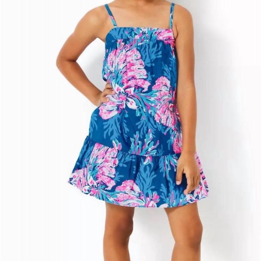 Lilly Pulitzer Mini Alessia Blue and Pink Floral Kids Dress
